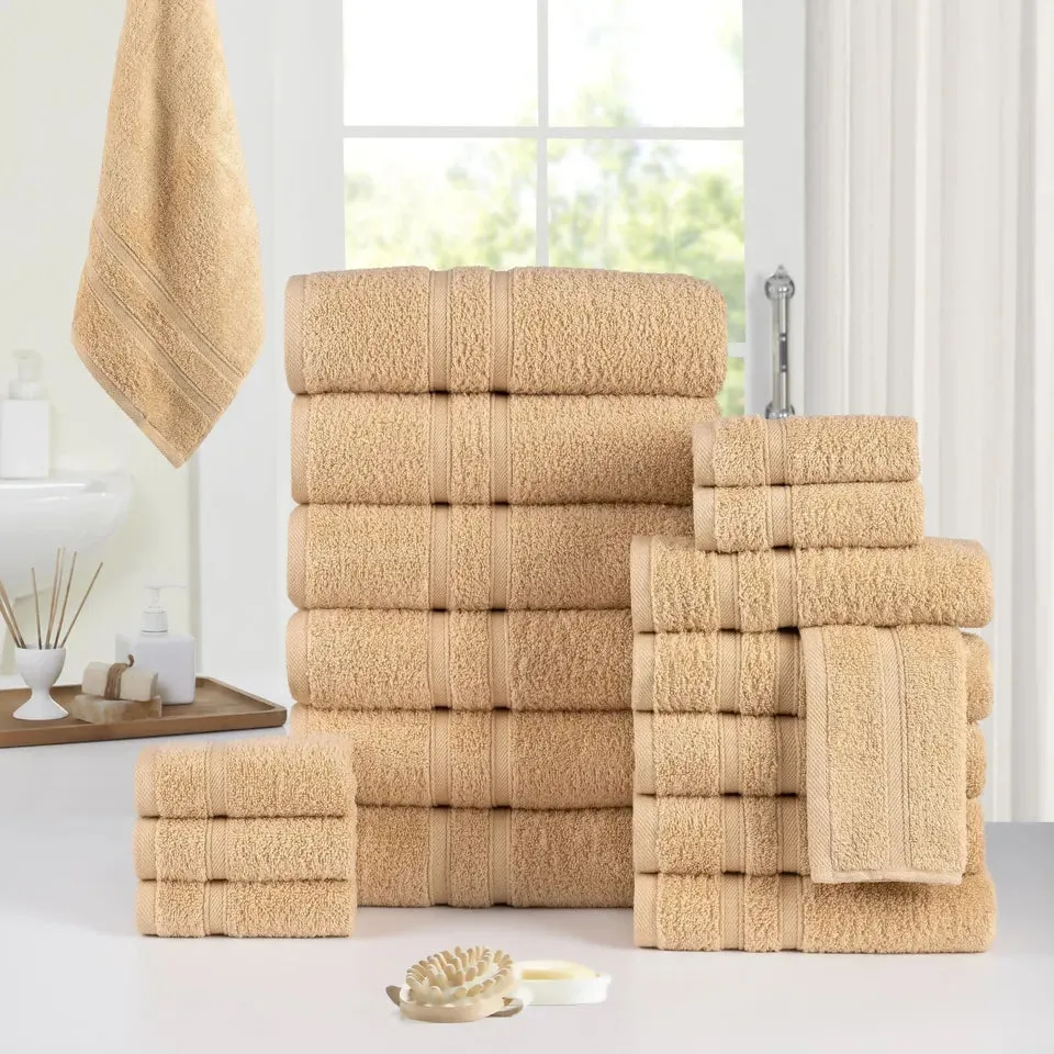 18-Piece: Bibb Home Zero Twist Egyptian Cotton Towel Set