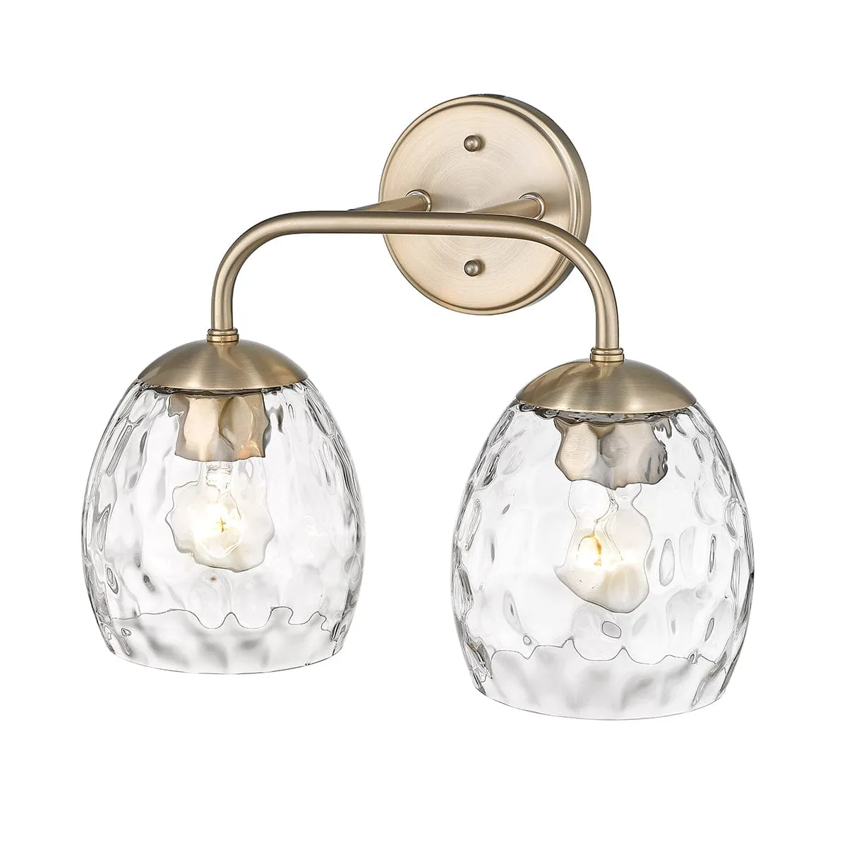 2 Lamps Gallos Vanity Light - Modern Gold - Thumb Print Glass - 15.125in. Wide