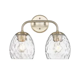 2 Lamps Gallos Vanity Light - Modern Gold - Thumb Print Glass - 15.125in. Wide