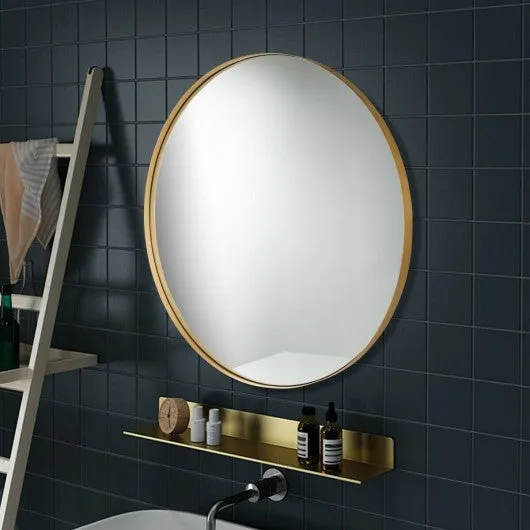 27.5" Modern Metal Wall-Mounted Round Mirror for Bathroom-Golden