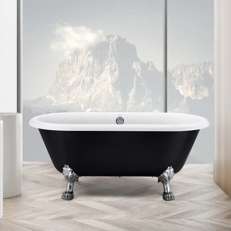 59" Double Ended Clawfoot Bathtub, Classical, Acrylic, IAPMO Certified