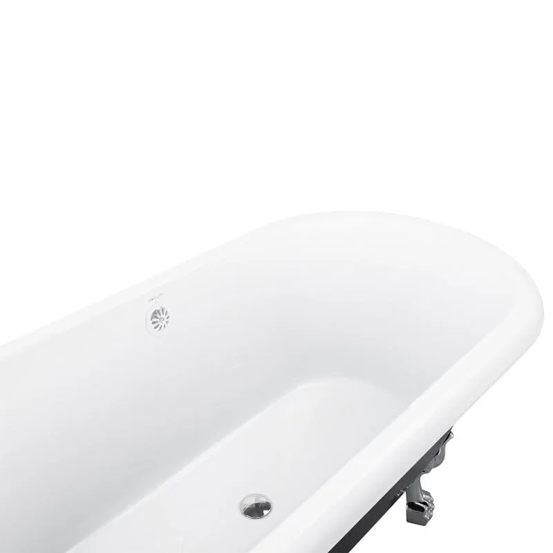 59" Double Ended Clawfoot Bathtub, Classical, Acrylic, IAPMO Certified