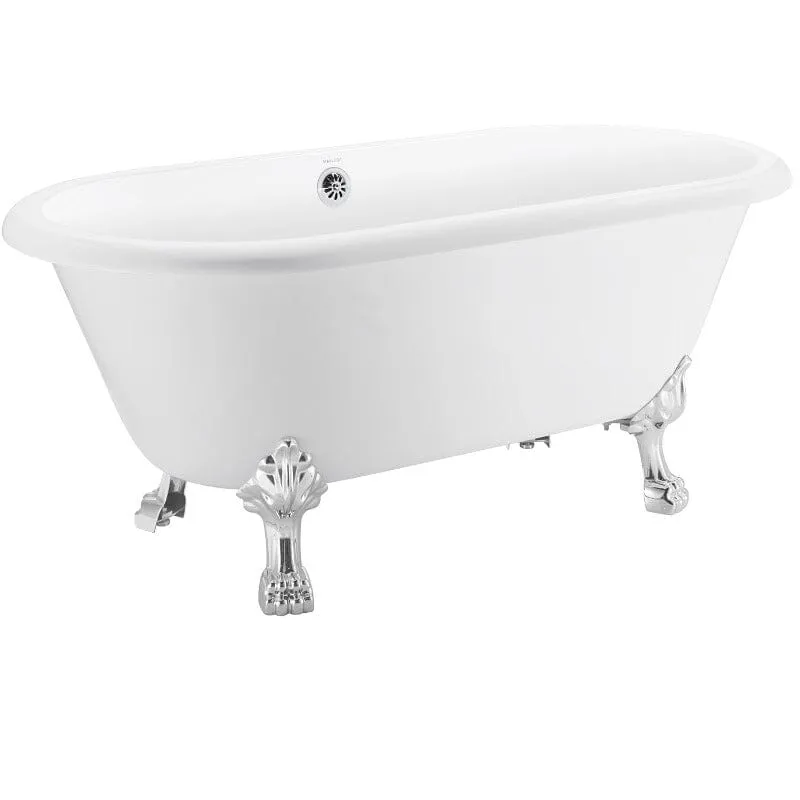 59" Double Ended Clawfoot Bathtub, Classical, Acrylic, IAPMO Certified