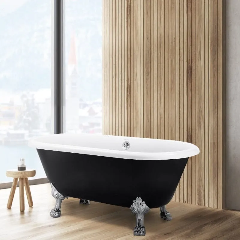 59" Double Ended Clawfoot Bathtub, Classical, Acrylic, IAPMO Certified