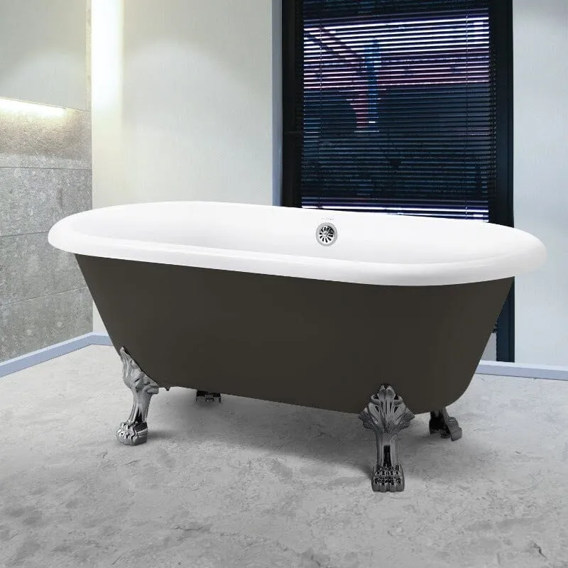 59" Double Ended Clawfoot Bathtub, Classical, Acrylic, IAPMO Certified