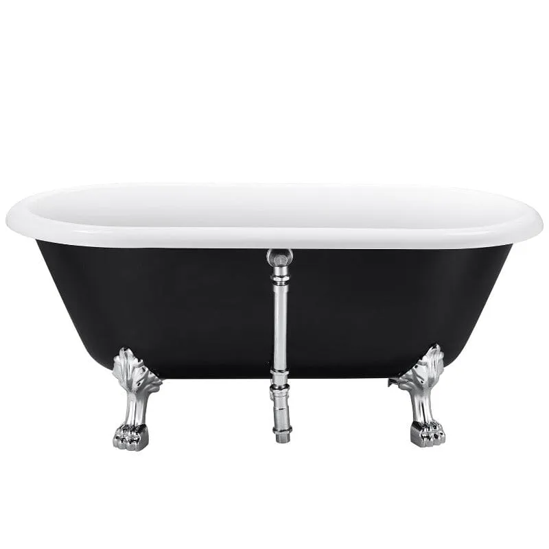 59" Double Ended Clawfoot Bathtub, Classical, Acrylic, IAPMO Certified