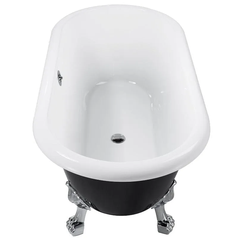 59" Double Ended Clawfoot Bathtub, Classical, Acrylic, IAPMO Certified