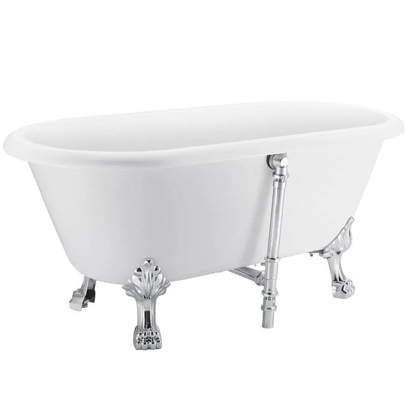 59" Double Ended Clawfoot Bathtub, Classical, Acrylic, IAPMO Certified