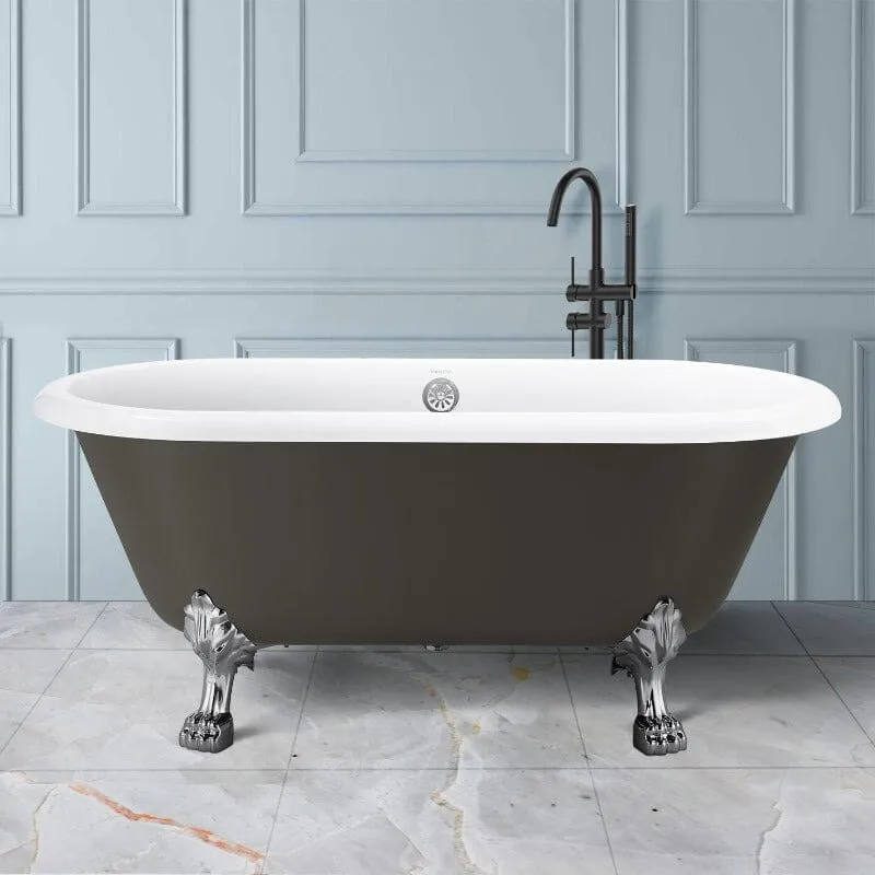 59" Double Ended Clawfoot Bathtub, Classical, Acrylic, IAPMO Certified