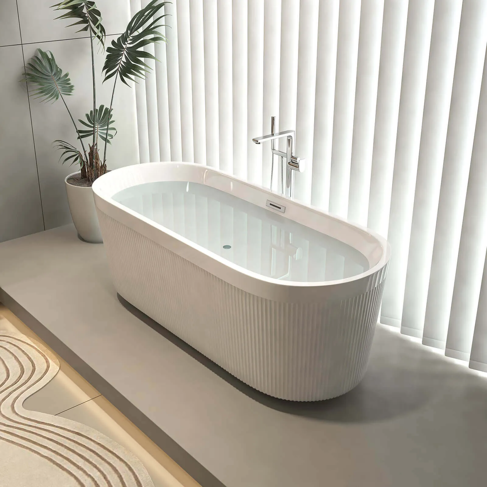 59" Pleated Acrylic Soaking Tub