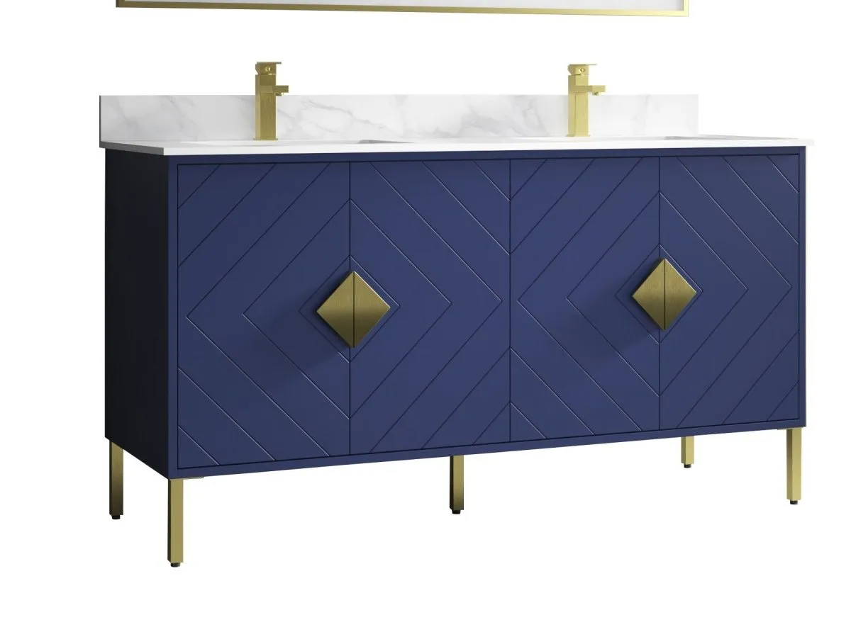 60" Tennant Brand Eileen Modern style double sink bathroom vanity - AC-66NB60