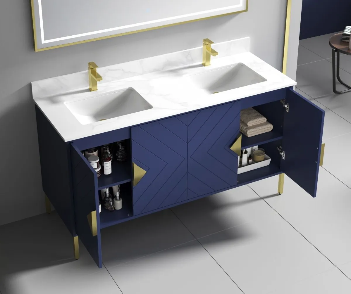 60" Tennant Brand Eileen Modern style double sink bathroom vanity - AC-66NB60