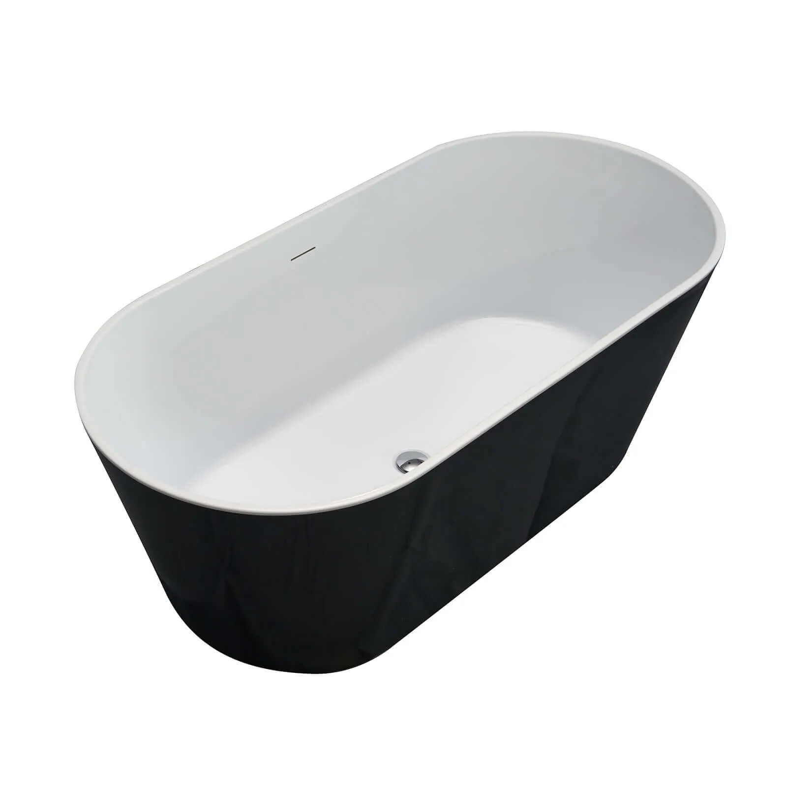 60" White   Black Acrylic Freestanding Bathtub