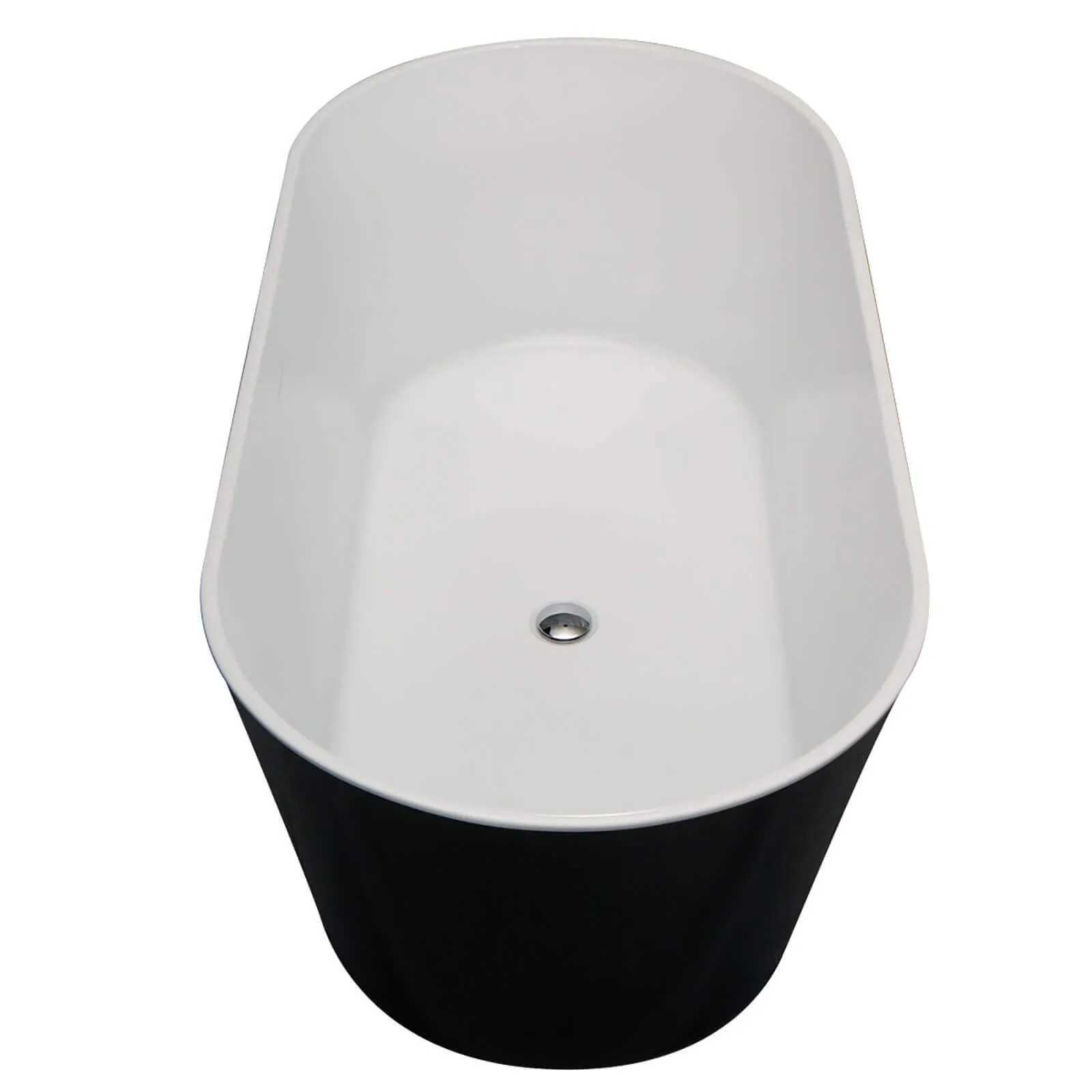 60" White   Black Acrylic Freestanding Bathtub