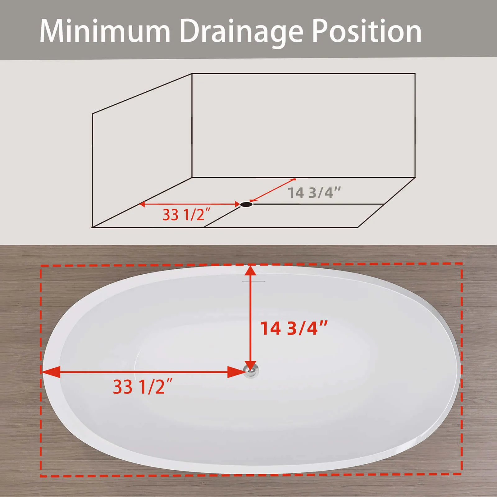 67" Acrylic Double Ended Tub with Center Overflow