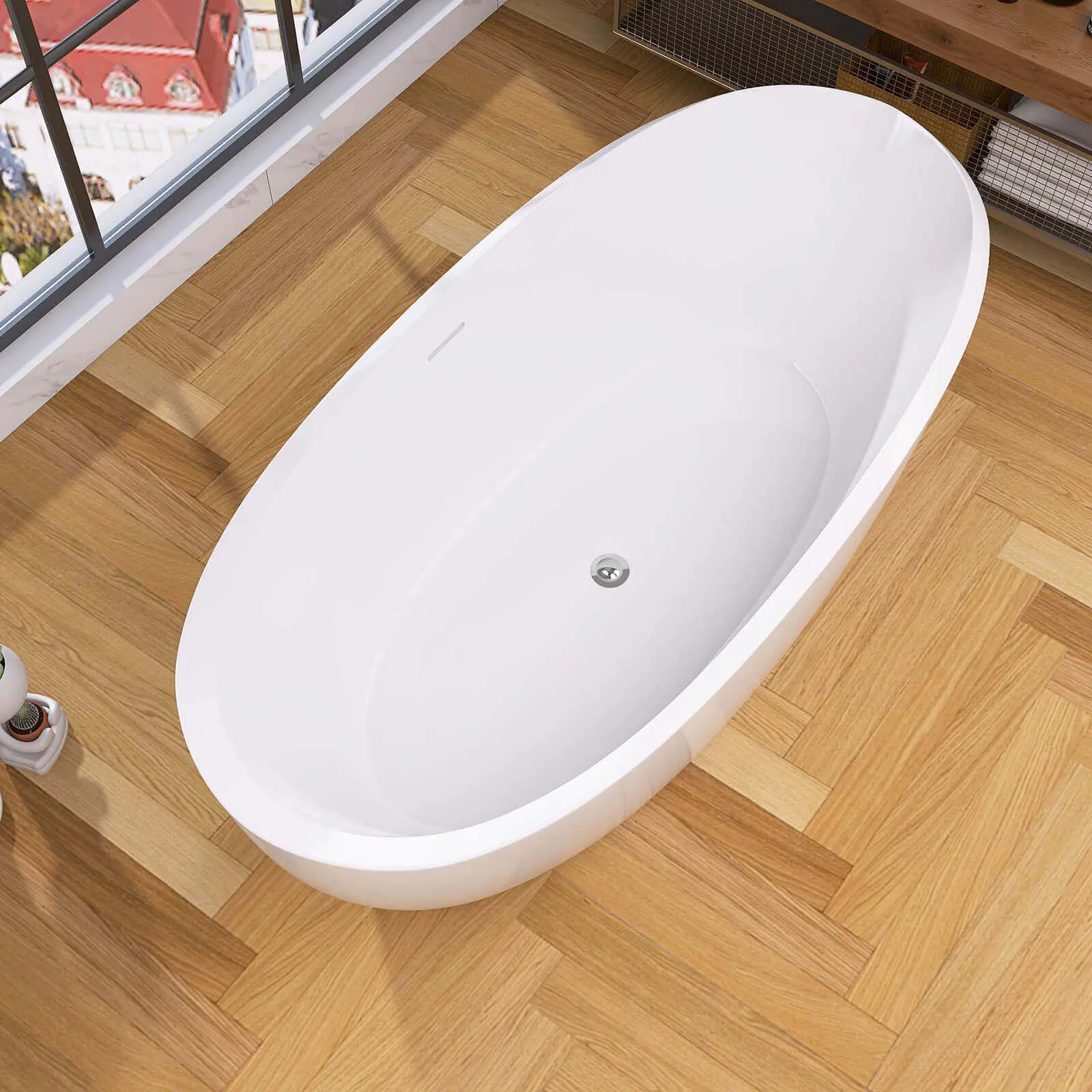 67" Acrylic Double Ended Tub with Center Overflow