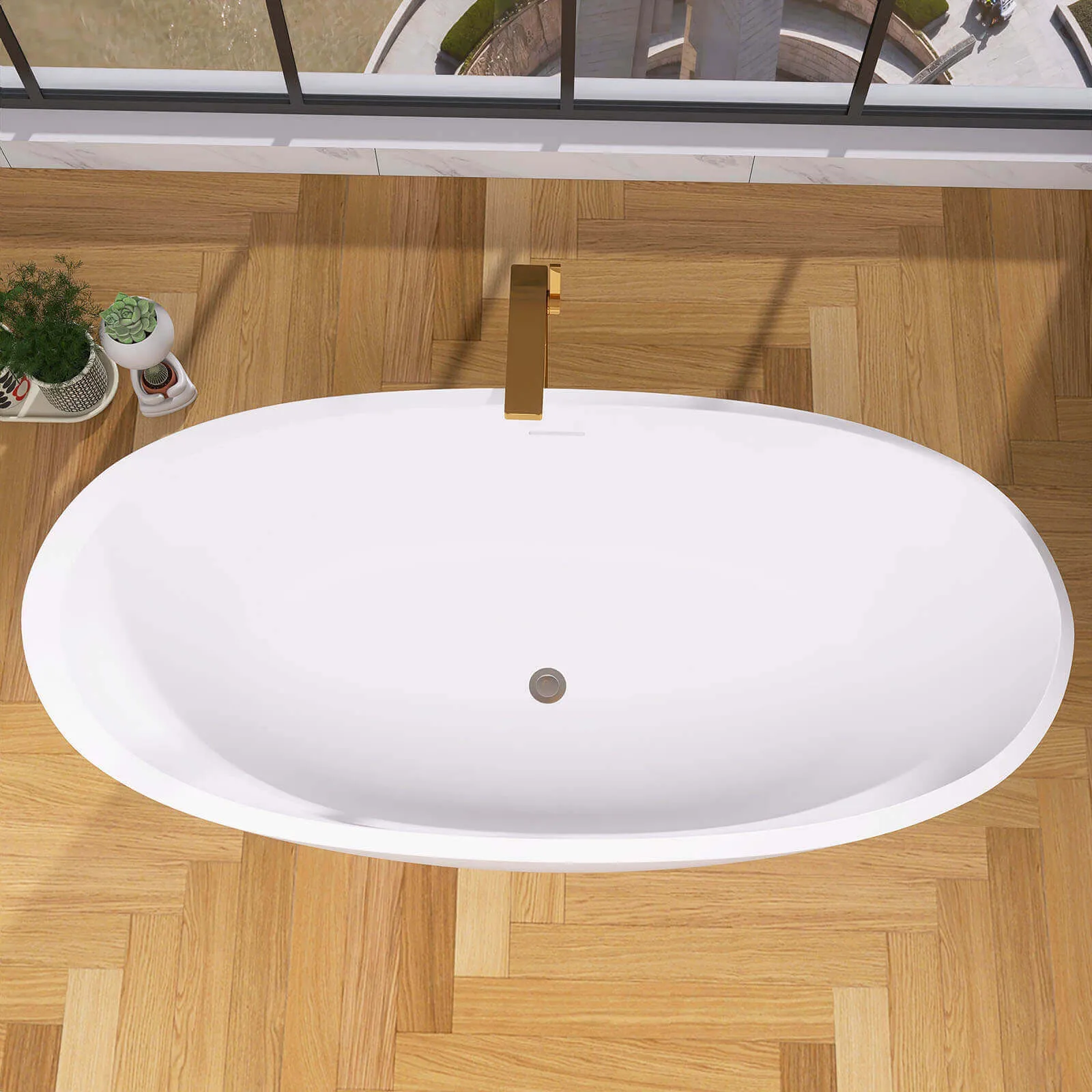 67" Acrylic Double Ended Tub with Center Overflow