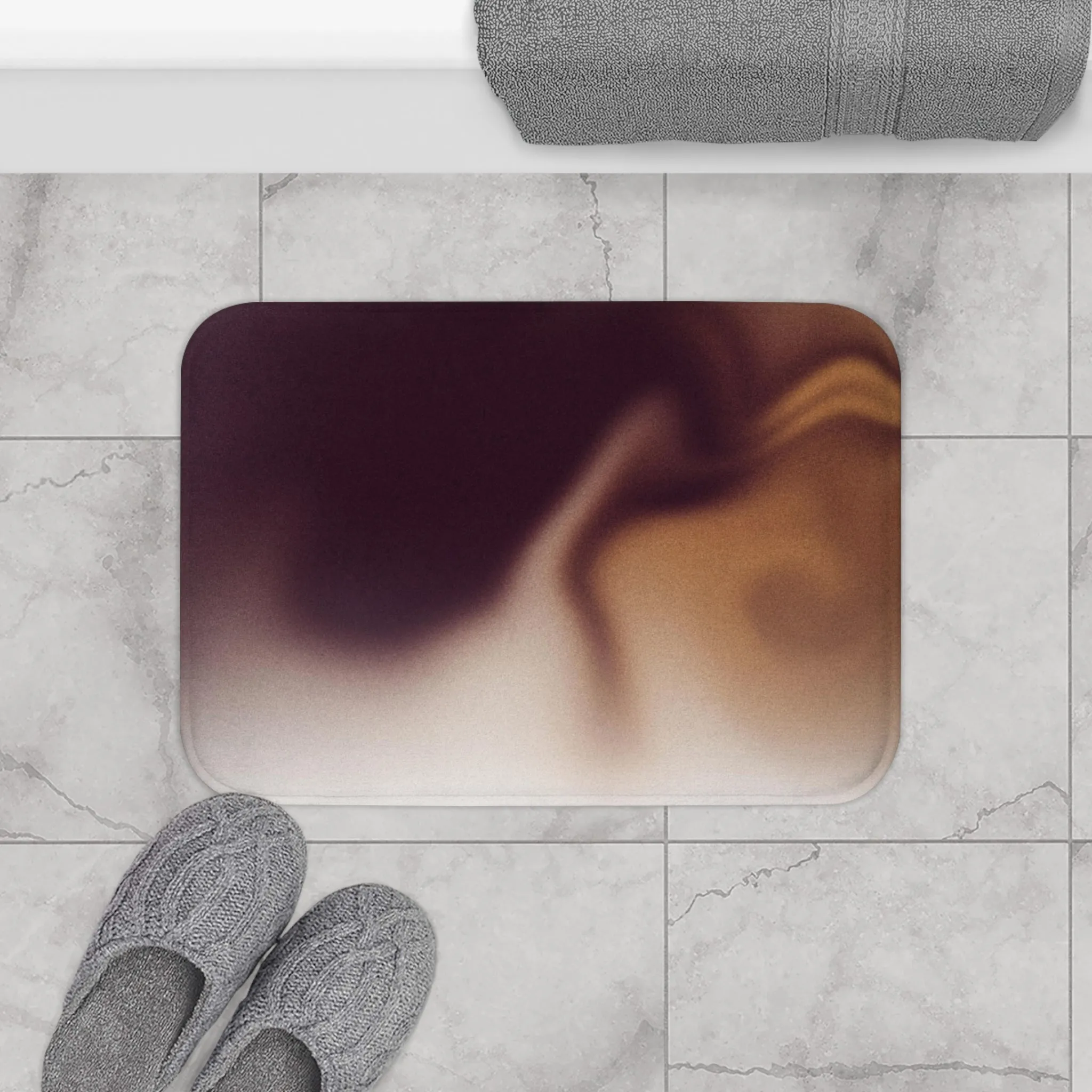 Abstract Bath, Kitchen Mat | Dark Wine Purple, Brown Beige Ombre