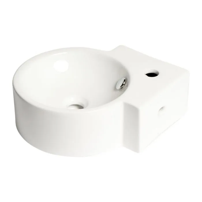 ALFI ABC121 White 17" Tiny Corner Wall Mounted Ceramic Sink with Faucet Hole