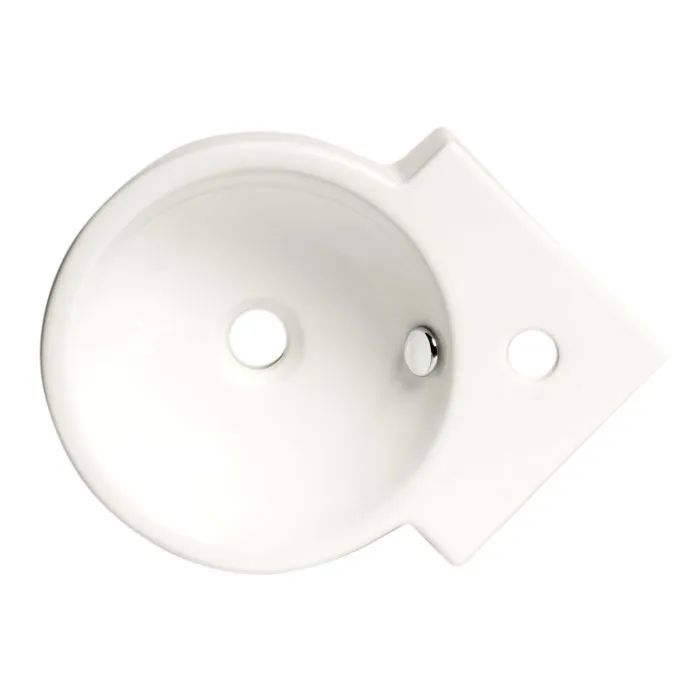 ALFI ABC121 White 17" Tiny Corner Wall Mounted Ceramic Sink with Faucet Hole