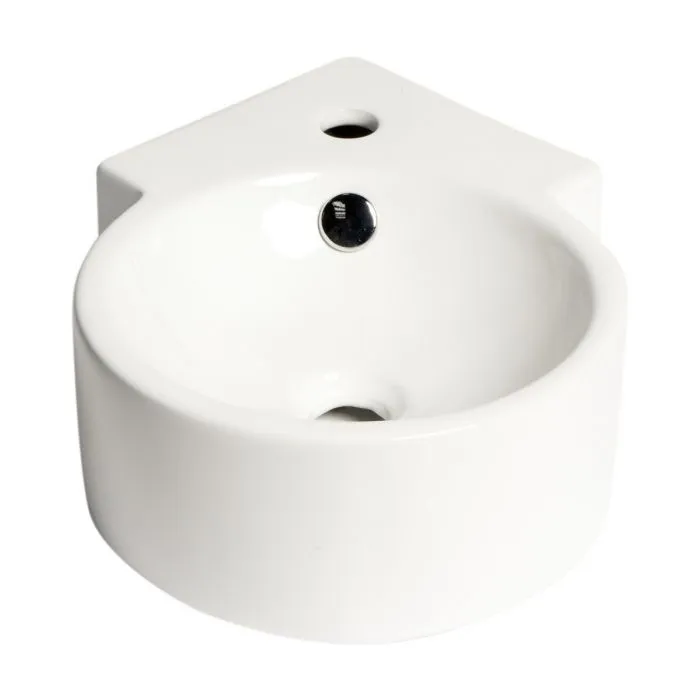 ALFI ABC121 White 17" Tiny Corner Wall Mounted Ceramic Sink with Faucet Hole