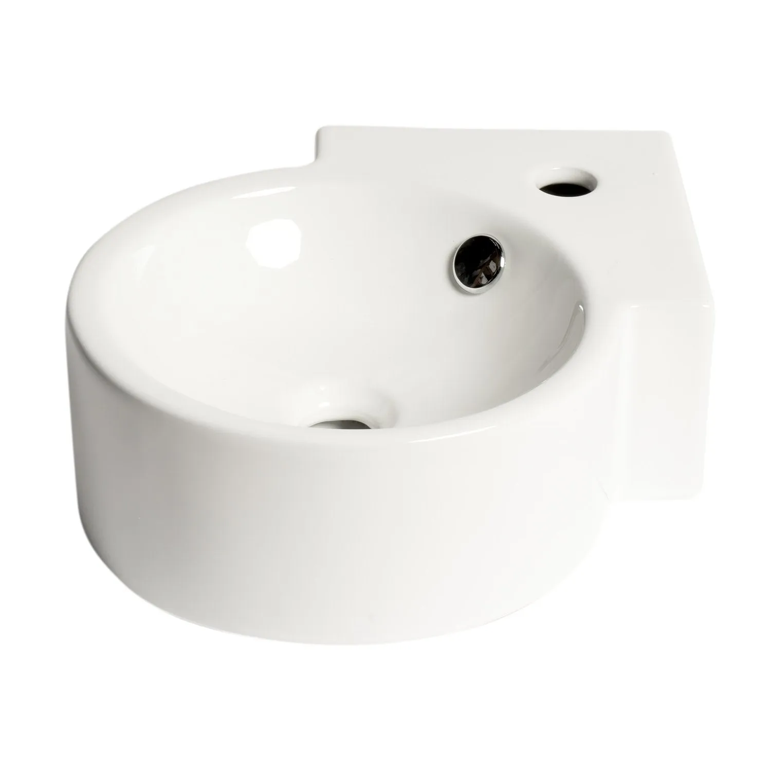 ALFI ABC121 White 17" Tiny Corner Wall Mounted Ceramic Sink with Faucet Hole