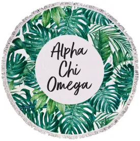 Alpha Chi Omega Palm Leaf Fringe Towel Blanket