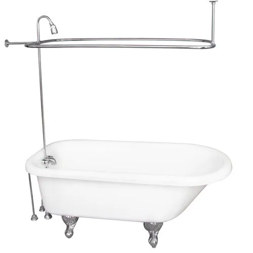 Anthea 60″ Acrylic Roll Top Tub Kit in White – Polished Chrome Accessories