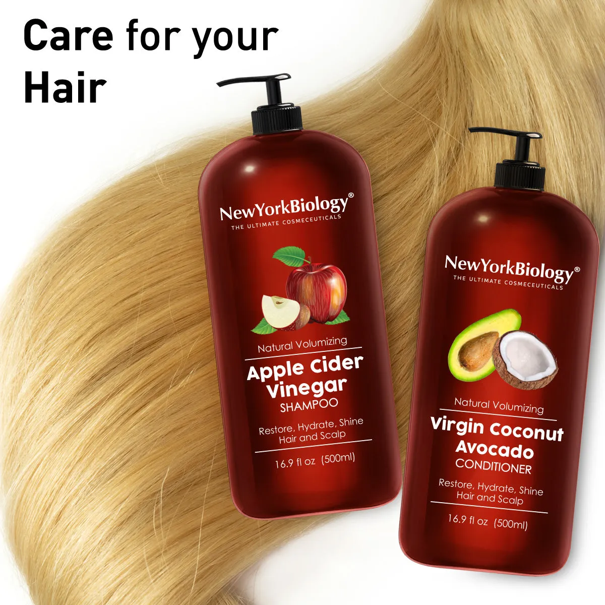 Apple Cider Vinegar Shampoo and Virgin Coconut Avocado Oil Conditioner - 16.9 fl Oz