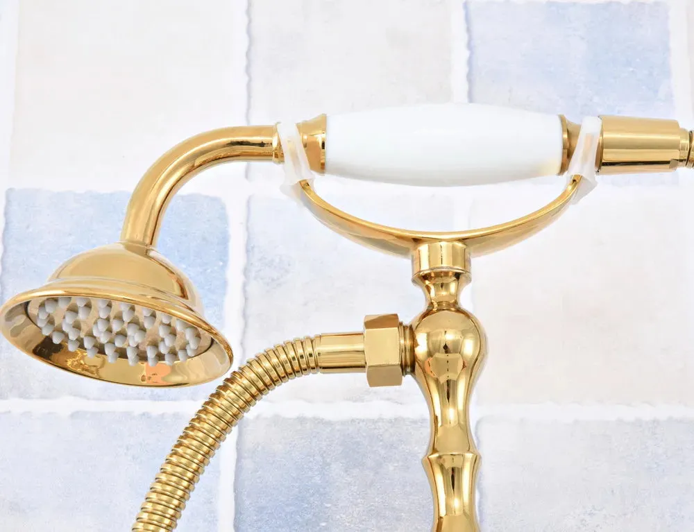 Bathtub Faucets Brass Deck Mount Swivel Tub Spout with Hand Shower