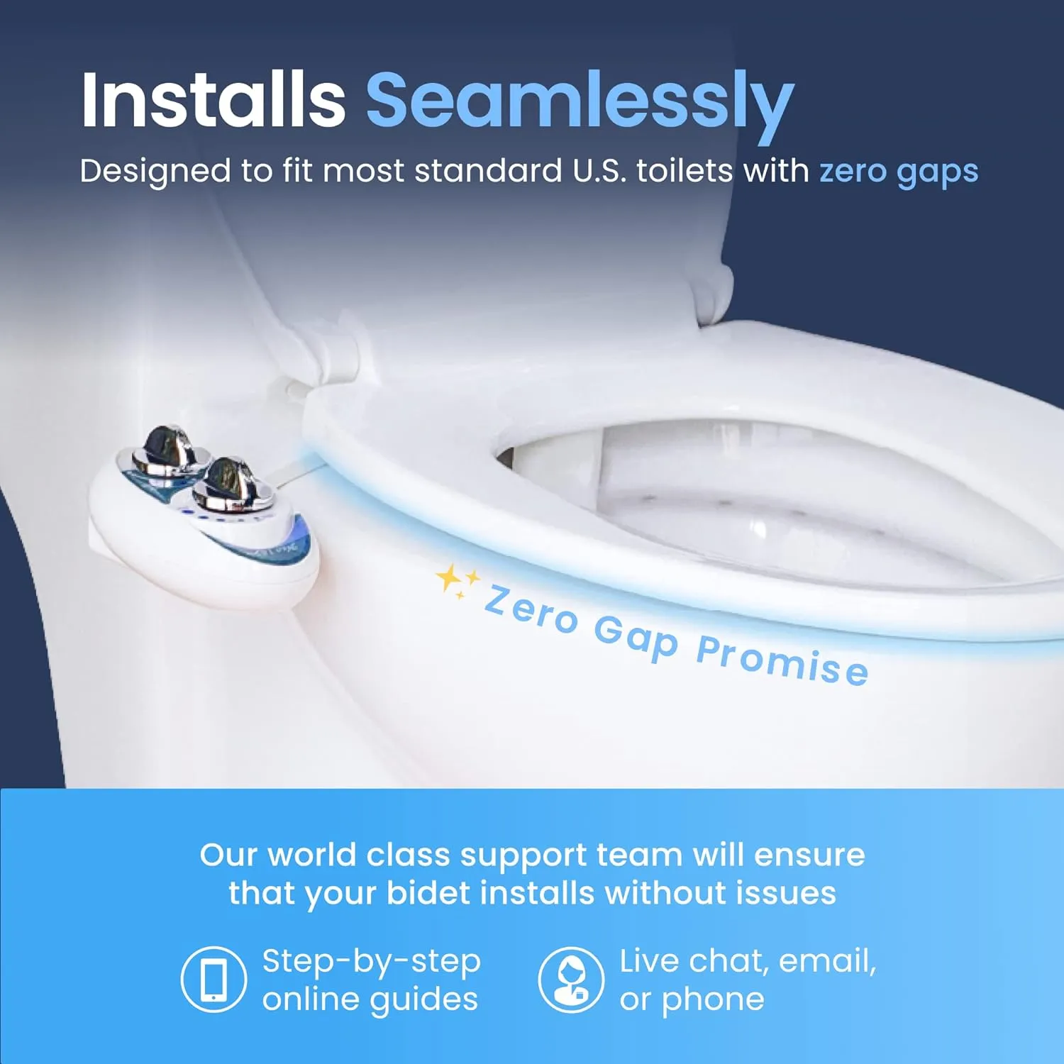 Bidet - Self-Cleaning, Dual Nozzle, Non-Electric Bidet Attachment for Toilet Seat, Adjustable Water Pressure