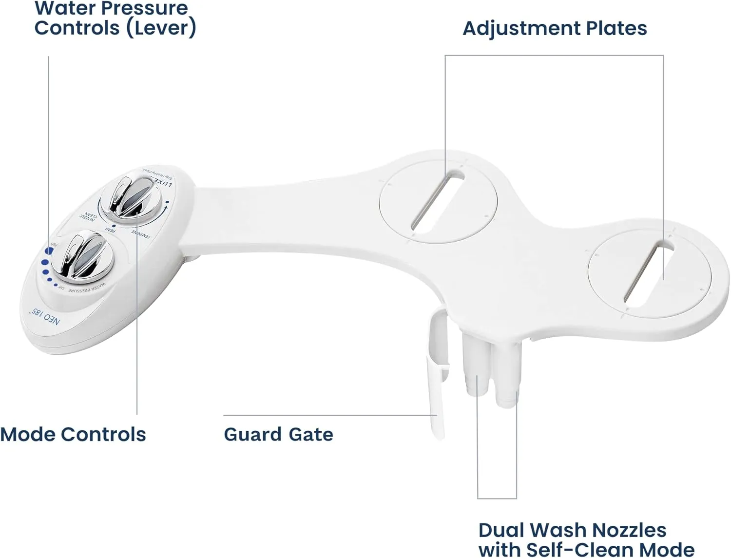 Bidet - Self-Cleaning, Dual Nozzle, Non-Electric Bidet Attachment for Toilet Seat, Adjustable Water Pressure