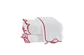 Cairo Scallop White with Cherry Red Towels by Matouk