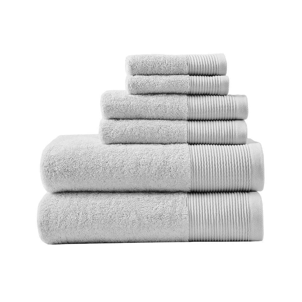 Cloud Linen Retreat Cotton Tencel Antimicrobial 6 Piece Towel Set  Grey