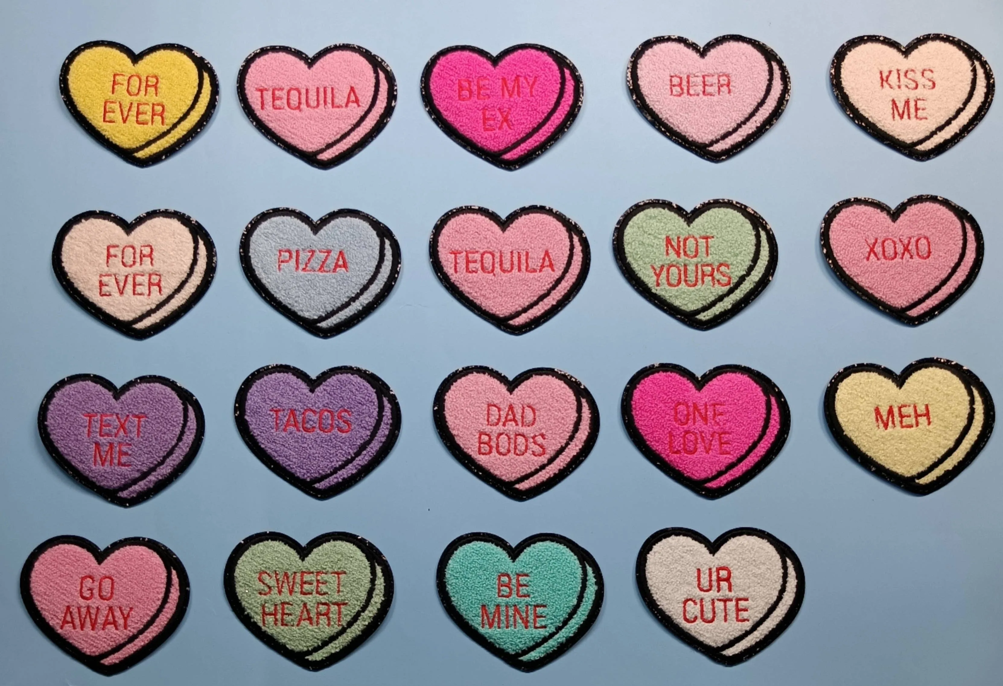 Conversation Candy Hearts Chenille Patch | Be Mine