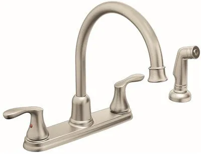 Cornerstone High Arc Kitchen Faucet With Two Handles And Side Spray' Classic Stainless