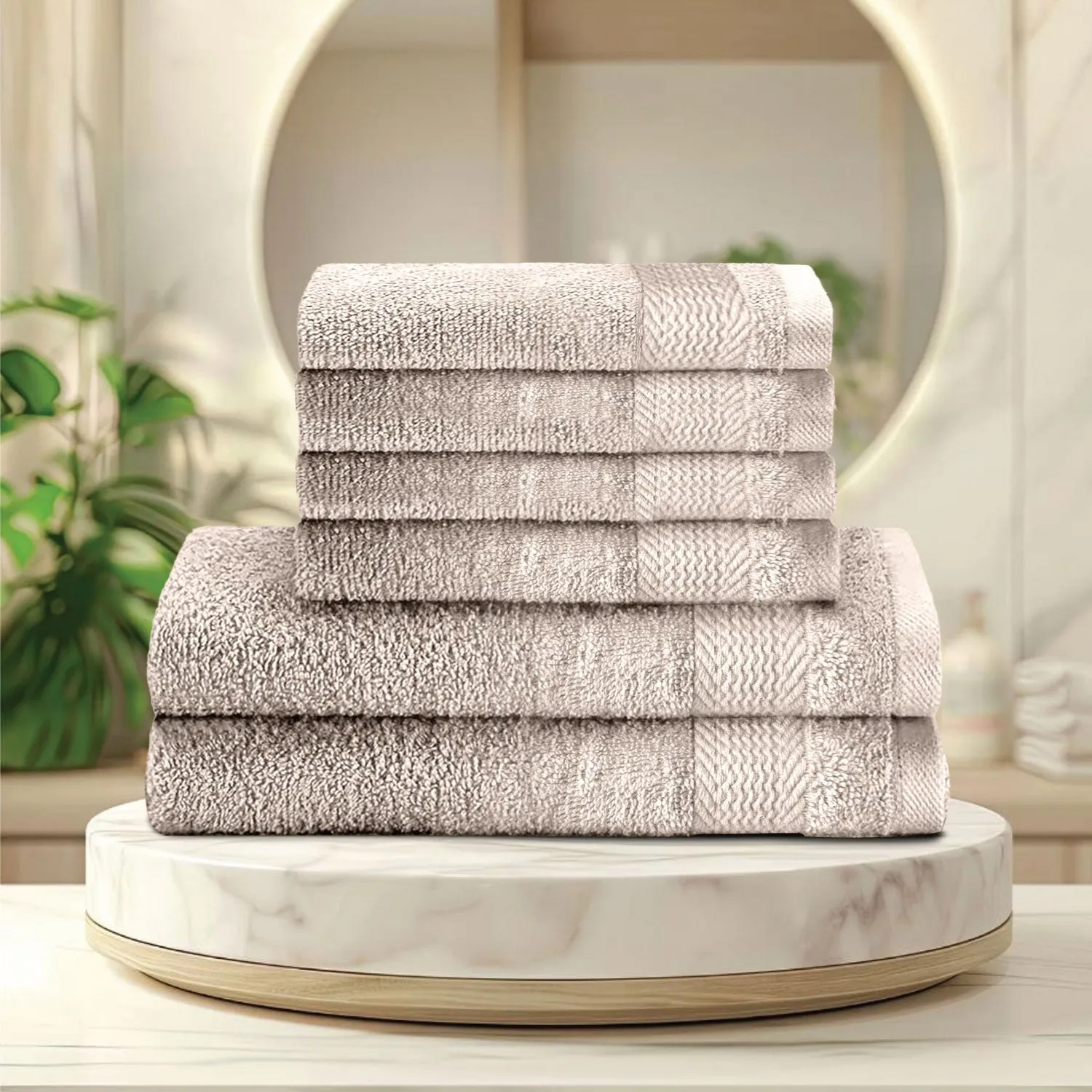 Cotton Face Towel and Hand Towel 6 Piece Set-Soft Feel, Quick Dry, Highly Absorbent Durable Towels