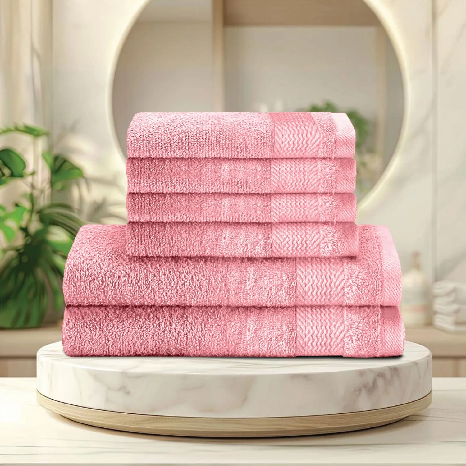 Cotton Face Towel and Hand Towel 6 Piece Set-Soft Feel, Quick Dry, Highly Absorbent Durable Towels