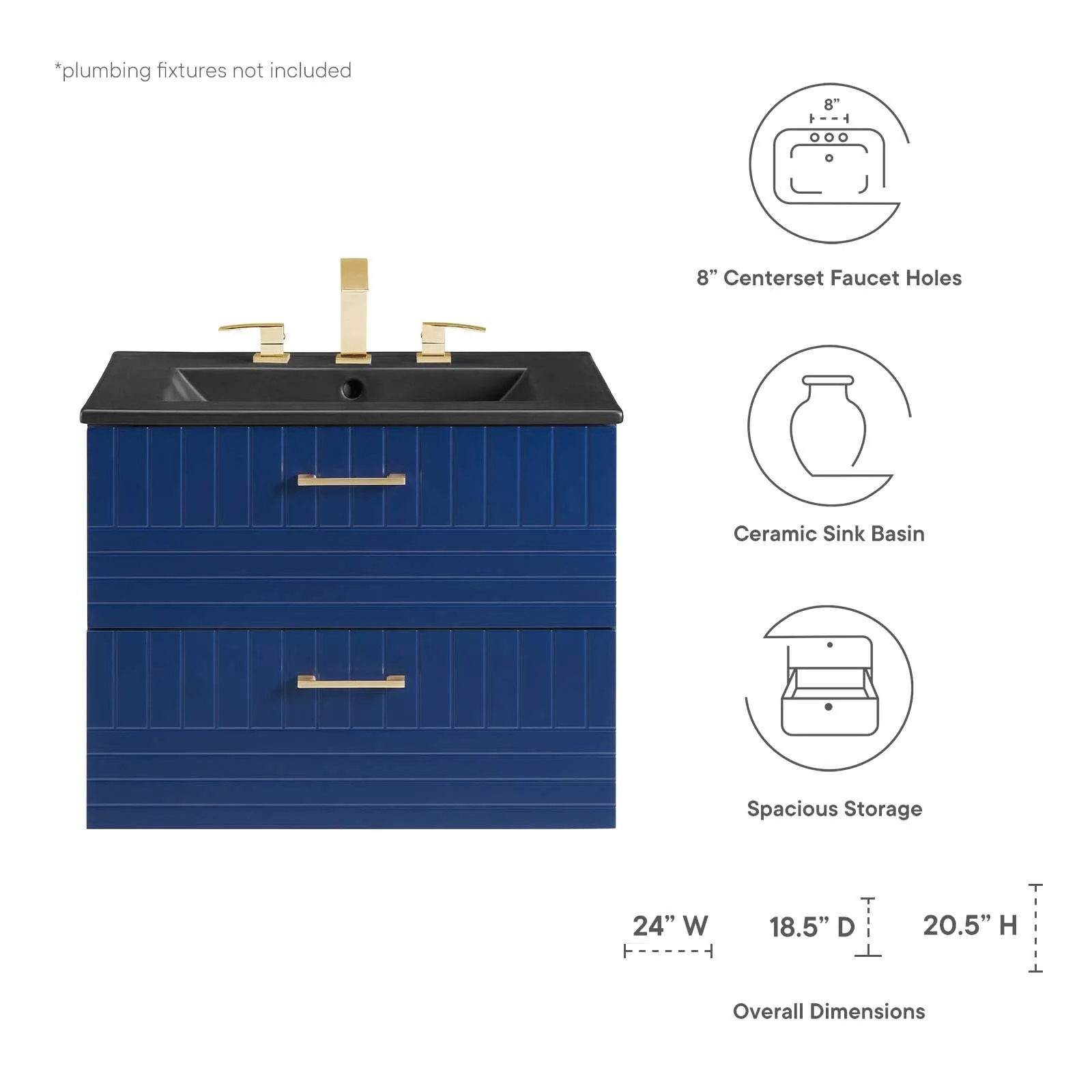 Daybreak 24" Bathroom Vanity Blue Black EEI-5820-BLU-BLK