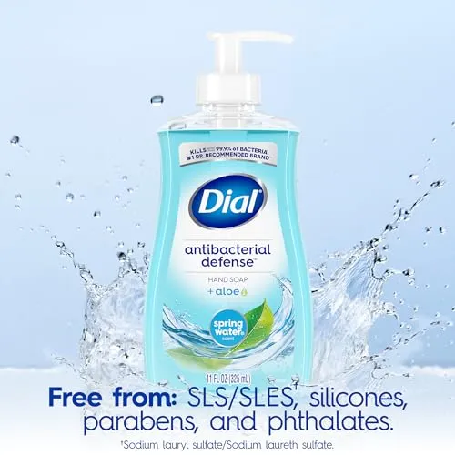 Dial Antibacterial Liquid Hand Soap, Spring Water, 11 fl oz (Pack of 4)