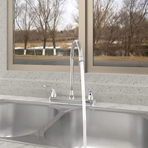 Double Handle Stainless Steel Kitchen Faucet with Sprayer - Chrome