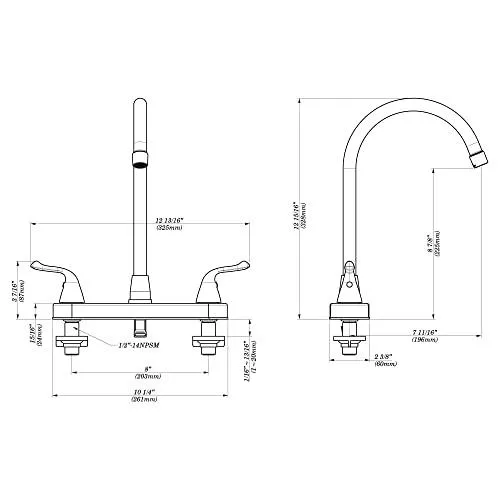 Double Handle Stainless Steel Kitchen Faucet with Sprayer - Chrome