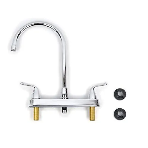 Double Handle Stainless Steel Kitchen Faucet with Sprayer - Chrome