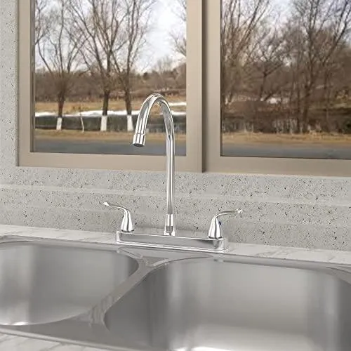 Double Handle Stainless Steel Kitchen Faucet with Sprayer - Chrome