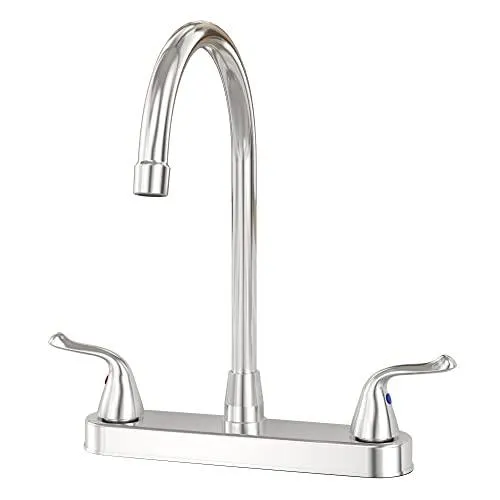 Double Handle Stainless Steel Kitchen Faucet with Sprayer - Chrome