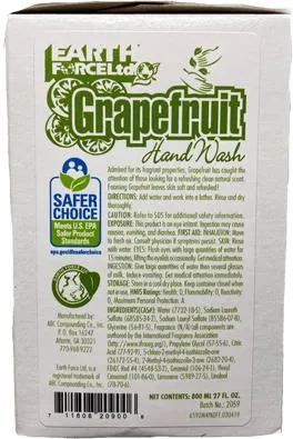 Earth Force® Grapefruit, 800ml Liquid Hand Soap Refill, Bag in a Box, Pack of 12