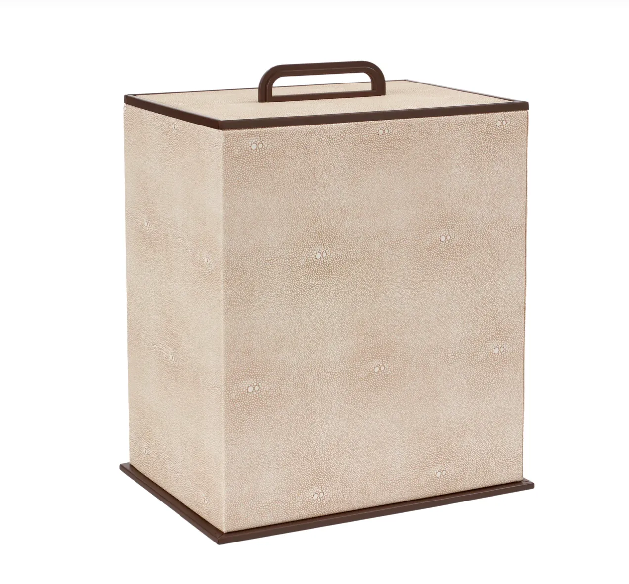 Ecru Faux Shagreen Bin with Lid