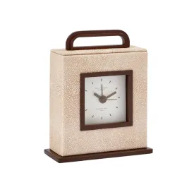 Ecru Faux Shagreen Clock