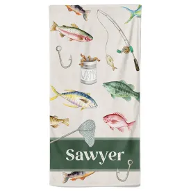 Gone Fishing Personalized Kids Beach Towel