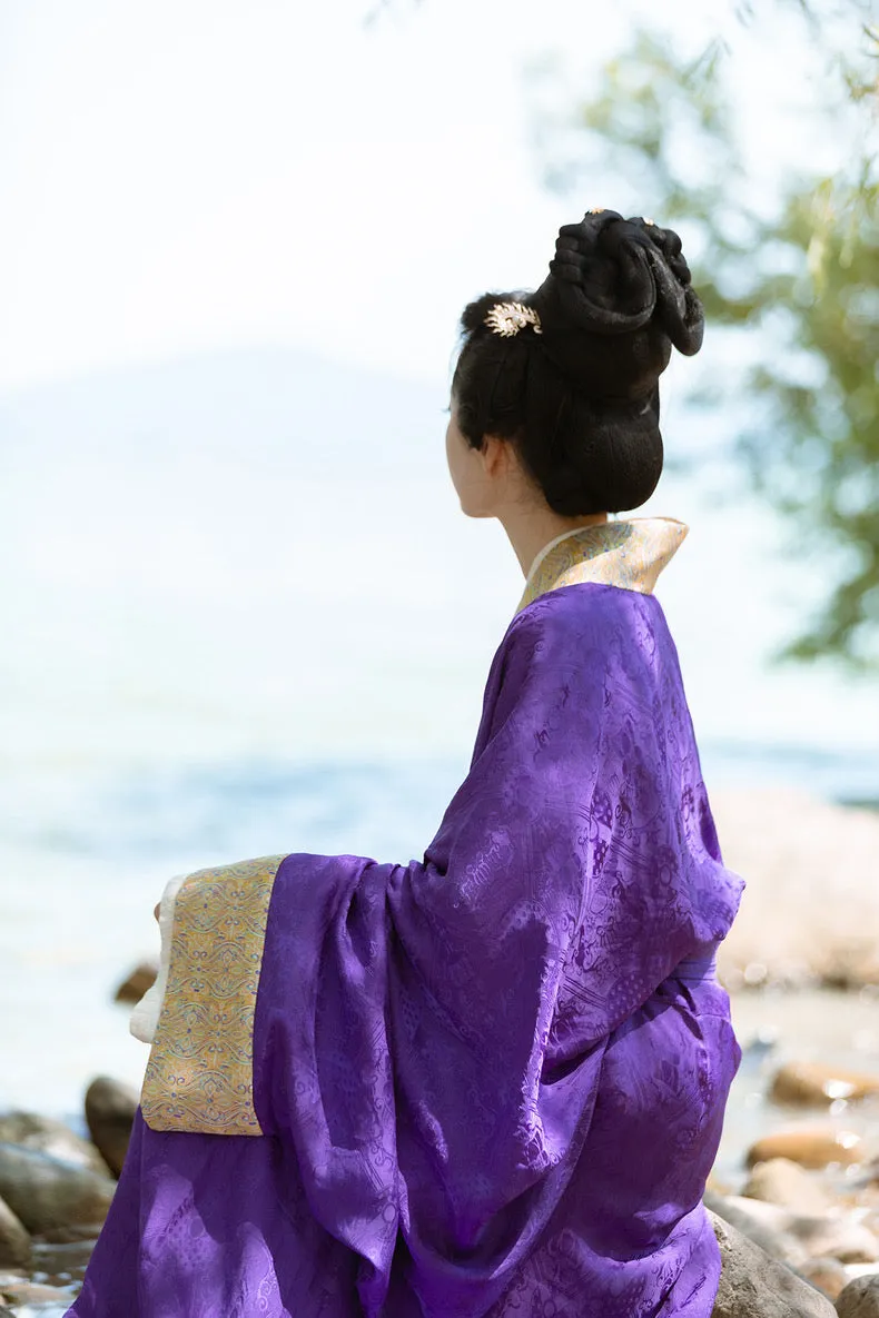 Historically Accurate Han Dynasty Hanfu, Straight Hem Robe, Amethyst 汉紫